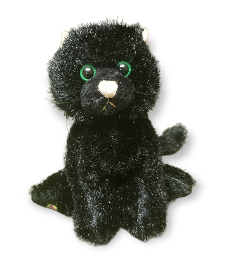 Ganz Webkinz Solid Black Cat w. Stunning Bright Green Eyed Plush Stuffed Animal